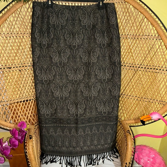 Vintage Talbots Paisley Boho Wool Midi Skirt Size 18 - Picture 11 of 12